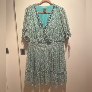 Taylor size 18W knee length short slv elastic waist dress